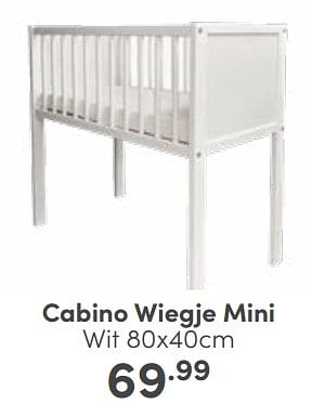 Aanbiedingen Cabino wiegje mini wit - Cabino - Geldig van 26/02/2023 tot 04/03/2023 bij Baby & Tiener Megastore