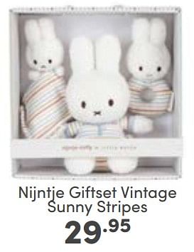 Aanbiedingen Nijntje giftset vintage sunny stripes - Nijntje - Geldig van 26/02/2023 tot 04/03/2023 bij Baby & Tiener Megastore