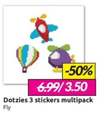 Aanbiedingen Dotzies 3 stickers multipack fly - Diamond Dotz - Geldig van 25/02/2023 tot 05/03/2023 bij Boekenvoordeel