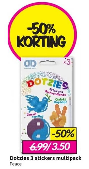 Aanbiedingen Dotzies 3 stickers multipack peace - Diamond Dotz - Geldig van 25/02/2023 tot 05/03/2023 bij Boekenvoordeel