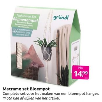 Aanbiedingen Macrame set bloempot - Grundl - Geldig van 25/02/2023 tot 05/03/2023 bij Boekenvoordeel
