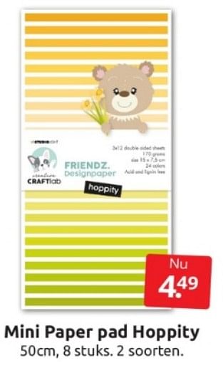 Aanbiedingen Mini paper pad hoppity - Huismerk - Boekenvoordeel - Geldig van 25/02/2023 tot 05/03/2023 bij Boekenvoordeel