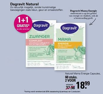 Aanbiedingen Natural mama energie capsules - Dagravit - Geldig van 20/02/2023 tot 11/03/2023 bij De Online Drogist