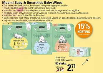 Aanbiedingen Smartkids eco baby wipes - Muumi Baby - Geldig van 20/02/2023 tot 11/03/2023 bij De Online Drogist