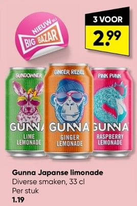 Aanbiedingen Gunna japanse limonade - Gunna - Geldig van 27/02/2023 tot 12/03/2023 bij Big Bazar