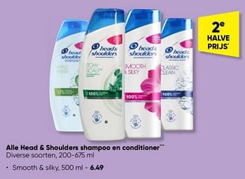 Aanbiedingen Head + shoulders shampoo en conditioner smooth + silky - Head &amp; Shoulders - Geldig van 27/02/2023 tot 12/03/2023 bij Big Bazar
