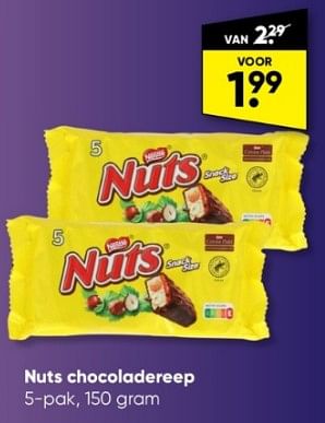 Aanbiedingen Nuts chocoladereep - Nestlé - Geldig van 27/02/2023 tot 12/03/2023 bij Big Bazar