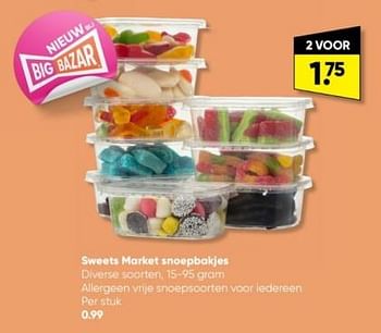 Aanbiedingen Sweets market snoepbakjes - Huismerk - Big Bazar - Geldig van 27/02/2023 tot 12/03/2023 bij Big Bazar
