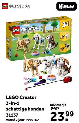 Aanbiedingen Lego creator 3-in-1 schattige honden 31137 - Lego - Geldig van 01/03/2023 tot 31/03/2023 bij Intertoys