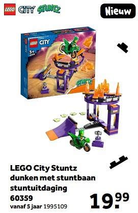 Aanbiedingen Lego city stuntz dunken met stuntbaan stuntuitdaging 60359 - Lego - Geldig van 01/03/2023 tot 31/03/2023 bij Intertoys