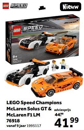 Aanbiedingen Lego speed champions mclaren solus gt + mclaren f1 lm 76918 - Lego - Geldig van 01/03/2023 tot 31/03/2023 bij Intertoys