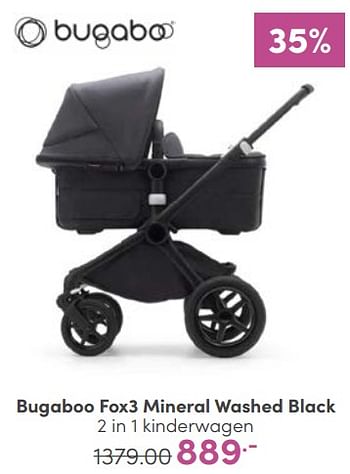 Aanbiedingen Bugaboo fox3 mineral washed black 2 in 1 kinderwagen - Bugaboo - Geldig van 05/03/2023 tot 11/03/2023 bij Baby & Tiener Megastore