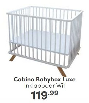 Aanbiedingen Cabino babybox luxe inklapbaar wit - Cabino - Geldig van 05/03/2023 tot 11/03/2023 bij Baby & Tiener Megastore