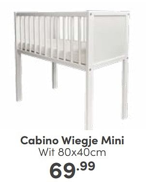 Aanbiedingen Cabino wiegje mini wit - Cabino - Geldig van 05/03/2023 tot 11/03/2023 bij Baby & Tiener Megastore