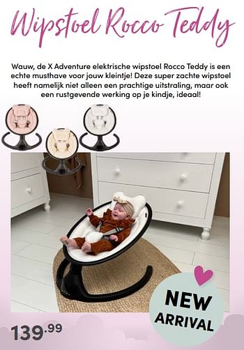 Aanbiedingen X adventure elektrische wipstoel rocco teddy - Xadventure - Geldig van 05/03/2023 tot 11/03/2023 bij Baby & Tiener Megastore