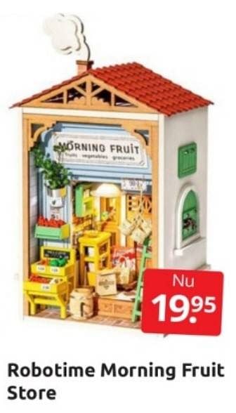 Aanbiedingen Robotime morning fruit store - Huismerk - Boekenvoordeel - Geldig van 04/03/2023 tot 12/04/2023 bij Boekenvoordeel