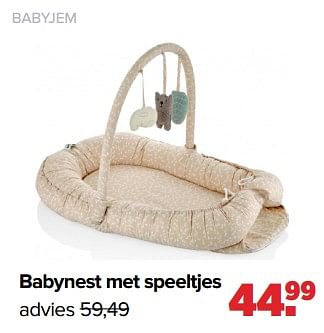 Aanbiedingen Babyjem babynest met speeltjes - BabyJem - Geldig van 06/03/2023 tot 01/04/2023 bij Baby-Dump