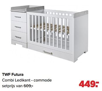 Aanbiedingen Twf futura combi ledikant - commode - TWF - Geldig van 06/03/2023 tot 01/04/2023 bij Baby-Dump