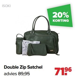 Aanbiedingen Isoki double zip satchel - Isoki - Geldig van 06/03/2023 tot 01/04/2023 bij Baby-Dump