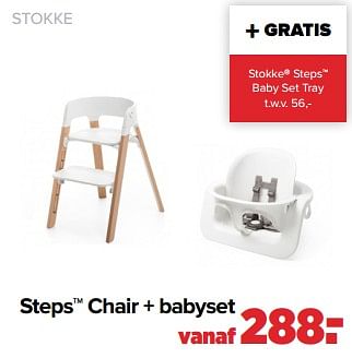 Aanbiedingen Stokke steps chair + babyset - Stokke - Geldig van 06/03/2023 tot 01/04/2023 bij Baby-Dump