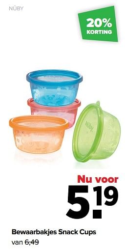 Aanbiedingen Nûby bewaarbakjes snack cups - Nuby - Geldig van 06/03/2023 tot 01/04/2023 bij Baby-Dump