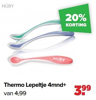 Aanbiedingen Nûby thermo lepeltje - Nuby - Geldig van 06/03/2023 tot 01/04/2023 bij Baby-Dump