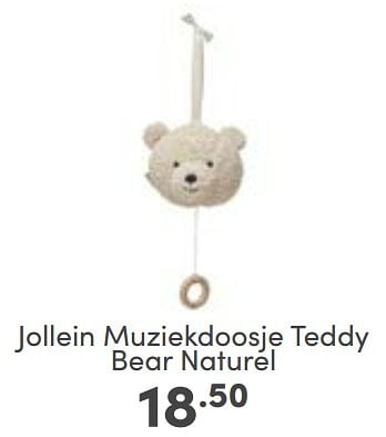 Aanbiedingen Jollein muziekdoosje teddy bear naturel - Jollein - Geldig van 12/03/2023 tot 18/03/2023 bij Baby & Tiener Megastore