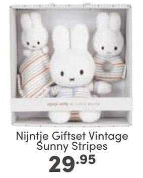 Aanbiedingen Nijntje giftset vintage sunny stripes - Nijntje - Geldig van 12/03/2023 tot 18/03/2023 bij Baby & Tiener Megastore