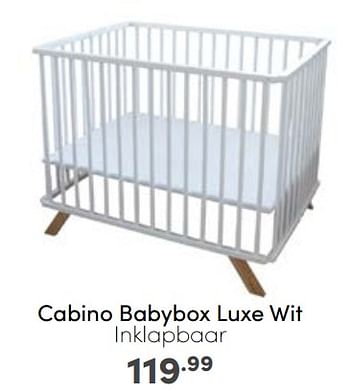 Aanbiedingen Cabino babybox luxe wit inklapbaar - Cabino - Geldig van 12/03/2023 tot 18/03/2023 bij Baby & Tiener Megastore