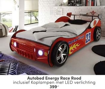Aanbiedingen Autobed energy race rood - Huismerk - Baby &amp; Tiener Megastore - Geldig van 12/03/2023 tot 25/03/2023 bij Baby & Tiener Megastore