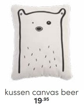 Aanbiedingen Kussen canvas beer - Huismerk - Baby &amp; Tiener Megastore - Geldig van 12/03/2023 tot 25/03/2023 bij Baby & Tiener Megastore