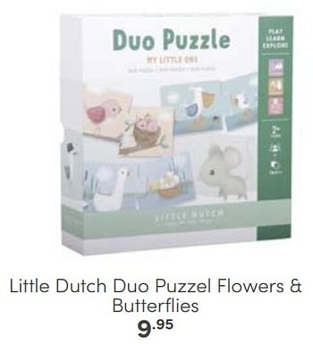Aanbiedingen Little dutch duo puzzel flowers + butterflies - Little Dutch - Geldig van 12/03/2023 tot 25/03/2023 bij Baby & Tiener Megastore