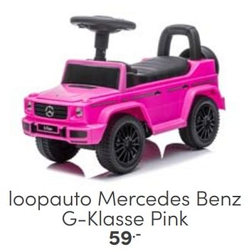 Aanbiedingen Loopauto mercedes benz g-klasse pink - Huismerk - Baby &amp; Tiener Megastore - Geldig van 12/03/2023 tot 25/03/2023 bij Baby & Tiener Megastore