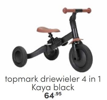 Aanbiedingen Topmark driewieler 4 in 1 kaya black - Topmark - Geldig van 12/03/2023 tot 25/03/2023 bij Baby & Tiener Megastore