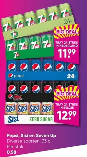 Aanbiedingen Pepsi sisi en seven up - Huismerk - Big Bazar - Geldig van 13/03/2023 tot 26/03/2023 bij Big Bazar