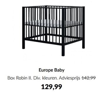 Aanbiedingen Europe baby box robin ii - Europe baby - Geldig van 16/03/2023 tot 10/04/2023 bij Babypark