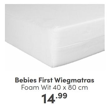 Aanbiedingen Bebies first wiegmatras foam wit - bebiesfirst - Geldig van 19/03/2023 tot 25/03/2023 bij Baby & Tiener Megastore