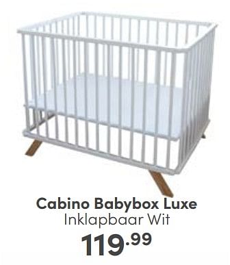 Aanbiedingen Cabino babybox luxe inklapbaar wit - Cabino - Geldig van 19/03/2023 tot 25/03/2023 bij Baby & Tiener Megastore
