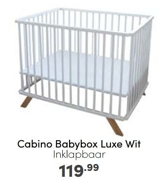 Aanbiedingen Cabino babybox luxe wit inklapbaar - Cabino - Geldig van 19/03/2023 tot 25/03/2023 bij Baby & Tiener Megastore
