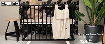 Aanbiedingen Cabino babybox luxe zwart inklapbaar - Cabino - Geldig van 19/03/2023 tot 25/03/2023 bij Baby & Tiener Megastore
