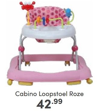 Aanbiedingen Cabino loopstoel roze - Cabino - Geldig van 19/03/2023 tot 25/03/2023 bij Baby & Tiener Megastore