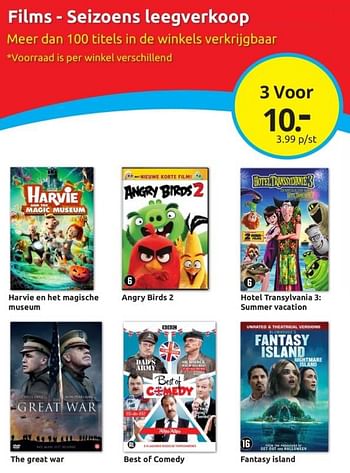 Aanbiedingen Films - seizoens leegverkoop - Huismerk - Boekenvoordeel - Geldig van 18/03/2023 tot 26/03/2023 bij Boekenvoordeel