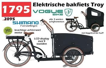 Aanbiedingen Elektrische bakfiets troy - Vogue Bike - Geldig van 11/03/2023 tot 02/04/2023 bij Itek