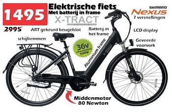 Aanbiedingen Elektrische fiets met batterij in frame - X-tract - Geldig van 11/03/2023 tot 02/04/2023 bij Itek