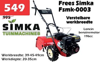 Aanbiedingen Frees simka fsmk-0003 - Simka Tuinmachines - Geldig van 11/03/2023 tot 02/04/2023 bij Itek