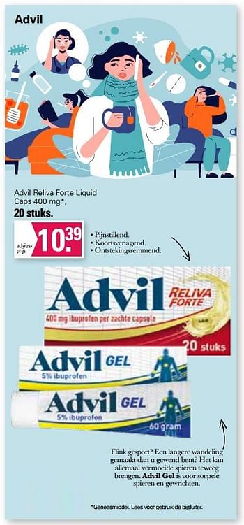 Aanbiedingen Advil reliva forte liquid caps 400 mg - Advil - Geldig van 15/03/2023 tot 01/04/2023 bij De Online Drogist