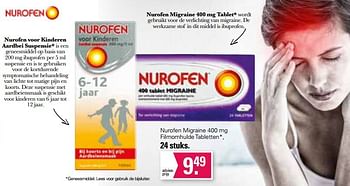 Aanbiedingen Nurofen migraine 400 mg filmomhulde tabletten - Nurofen - Geldig van 15/03/2023 tot 01/04/2023 bij De Online Drogist