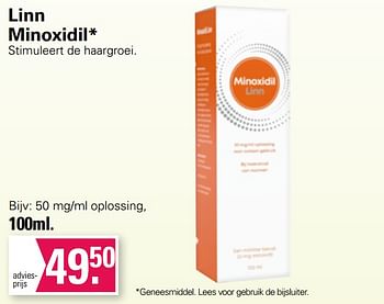 Aanbiedingen Linn minoxidil 50 mg-ml oplossing - Linn - Geldig van 15/03/2023 tot 01/04/2023 bij De Online Drogist