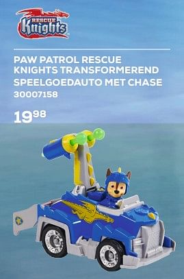 Aanbiedingen Paw patrol rescue knights transformerend speelgoedauto met chase - Spin Master - Geldig van 21/03/2023 tot 22/04/2023 bij Supra Bazar