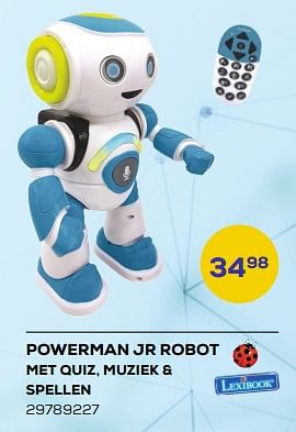 Aanbiedingen Powerman jr robot met quiz, muziek + spellen - Lexibook - Geldig van 21/03/2023 tot 22/04/2023 bij Supra Bazar